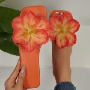 Flat Flower Strap Slides, Summer Outdoor/Indoor SandalsParty, Beach Vacation,
